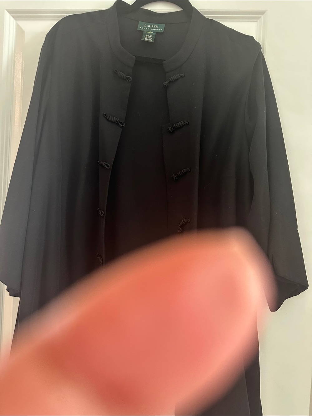 Lauren Ralph Lauren Black Mandarin-Collar Blazer with Knot Closures